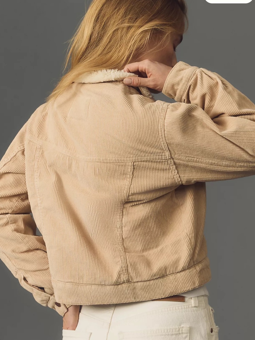 Pilcro Beige Corduroy Teddy-Lined Jacket - Picture 2 of 4